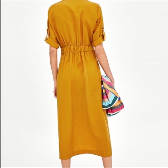 NWT ZARA MUSTARD SHIRT DRESS 7385/130 - Picture 5 of 6